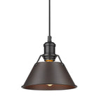 Golden Lighting Orwell Yep By Golden Lighting Orwell 1-light 8in Pendant In Aged Brass And Rubbed Bronze Shade