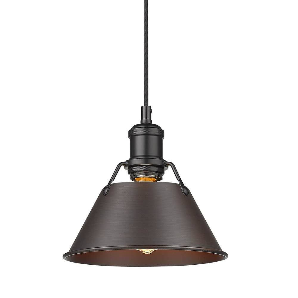 Golden Lighting Orwell Yep By Golden Lighting Orwell 1-light 8in Pendant In Aged Brass And Rubbed Bronze Shade