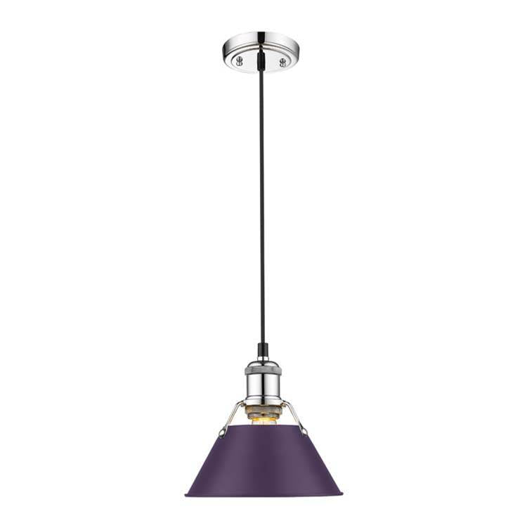 Golden Lighting Orwell Yep By Golden Lighting Orwell 1-light 8in Pendant In Aged Brass And Exotic Purple Shade