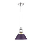 Golden Lighting Orwell Yep By Golden Lighting Orwell 1-light 8in Pendant In Aged Brass And Exotic Purple Shade