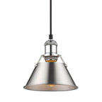 Golden Lighting Orwell Yep By Golden Lighting Orwell 1-light 8in Pendant In Aged Brass And Pewter Shade