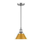 Golden Lighting Orwell Yep By Golden Lighting Orwell 1-light 8in Pendant In Aged Brass And Auric Yellow Shade