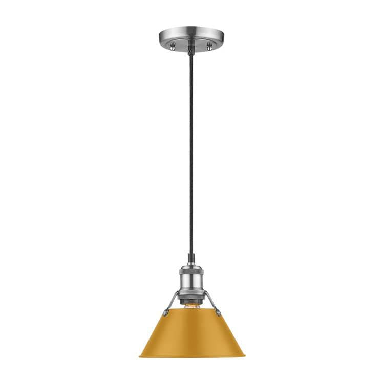 Golden Lighting Orwell Yep By Golden Lighting Orwell 1-light 8in Pendant In Aged Brass And Auric Yellow Shade