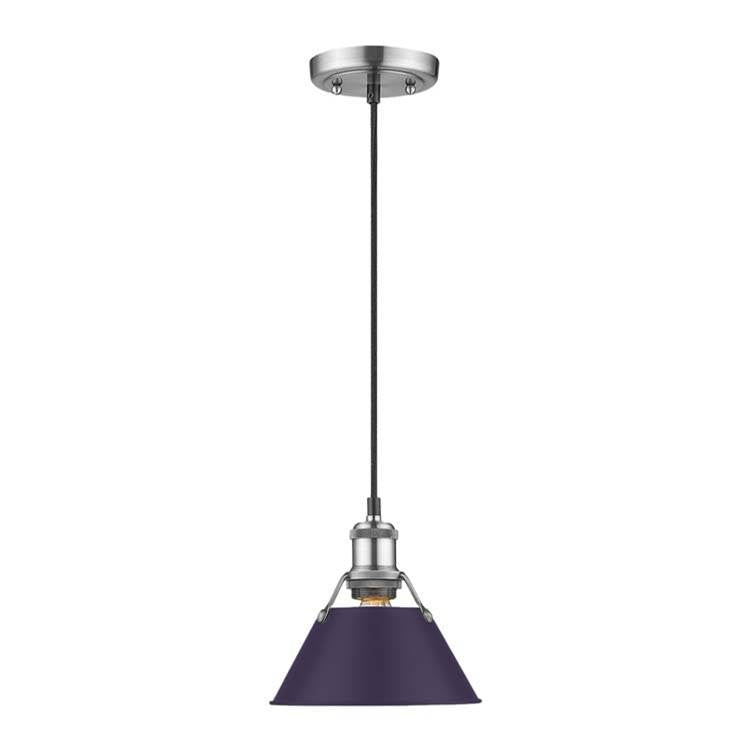 Golden Lighting Orwell Yep By Golden Lighting Orwell 1-light 8in Pendant In Aged Brass And Exotic Purple Shade