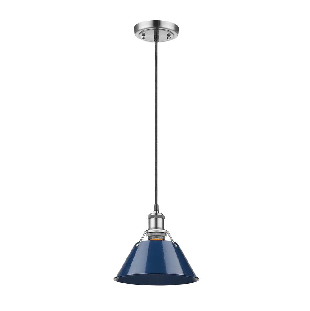 Golden Lighting Orwell Yep By Golden Lighting Orwell 1-light 8in Pendant In Aged Brass And Navy Blue Shade
