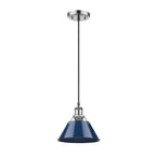 Golden Lighting Orwell Yep By Golden Lighting Orwell 1-light 8in Pendant In Aged Brass And Navy Blue Shade