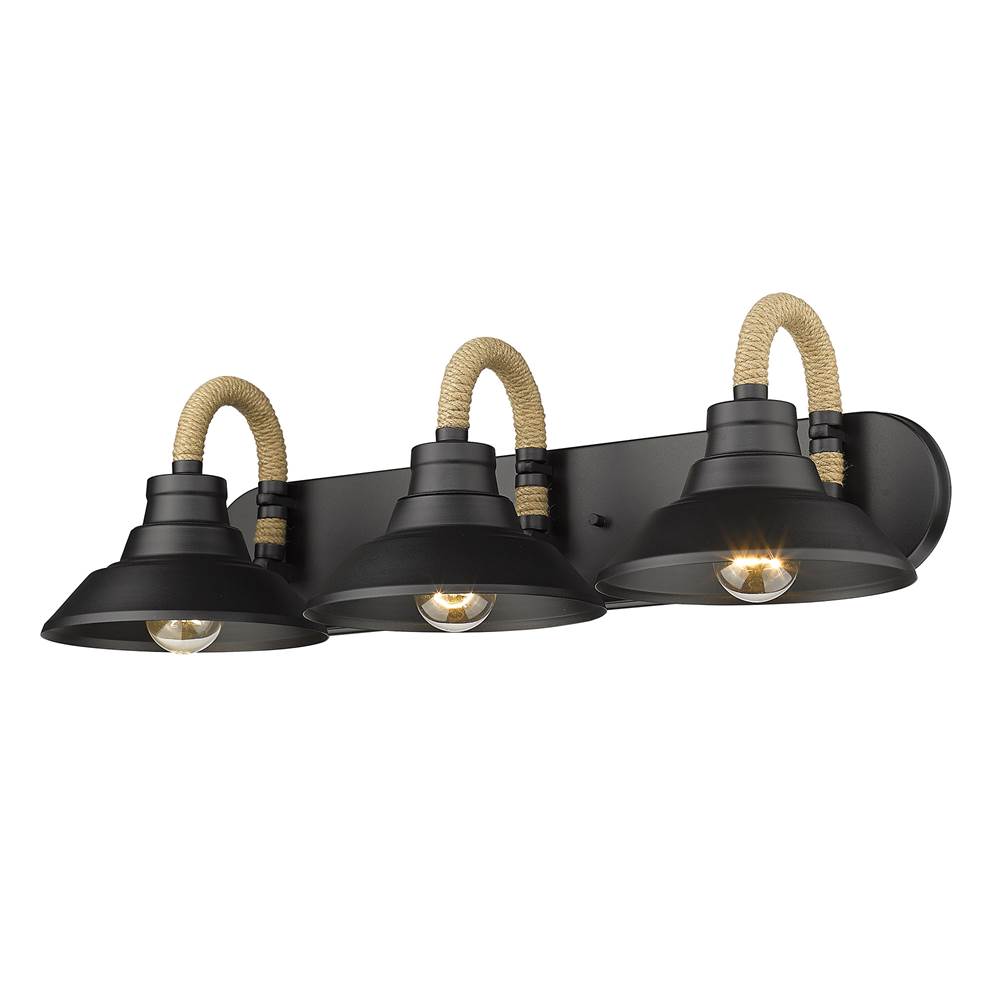 Golden Lighting 3318-BA3 NB Natural Black Golden Lighting Journey 3-light Vanity In Natural Black Image 1