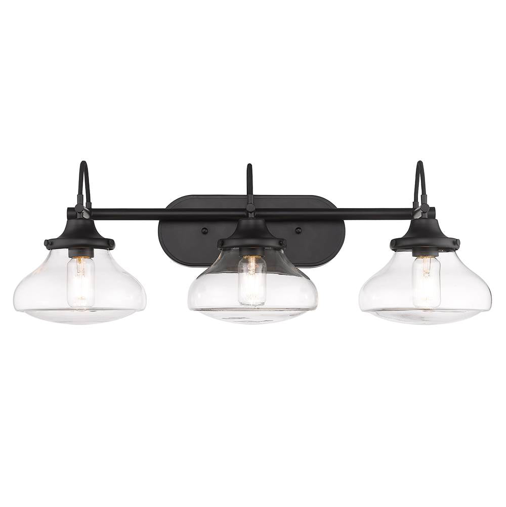 Golden Lighting Nash Wry Lighting Nash 3-light Vanity In Matte Black