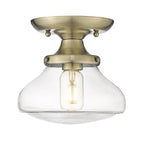 Golden Lighting Nash Wry Lighting Nash 1-light Semi-flush Mount In Aged Brass