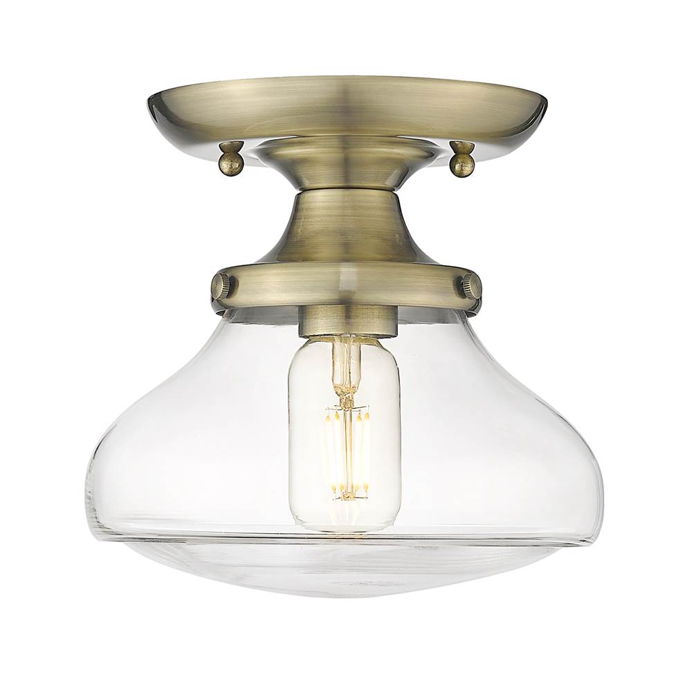 Golden Lighting Nash Wry Lighting Nash 1-light Semi-flush Mount In Aged Brass