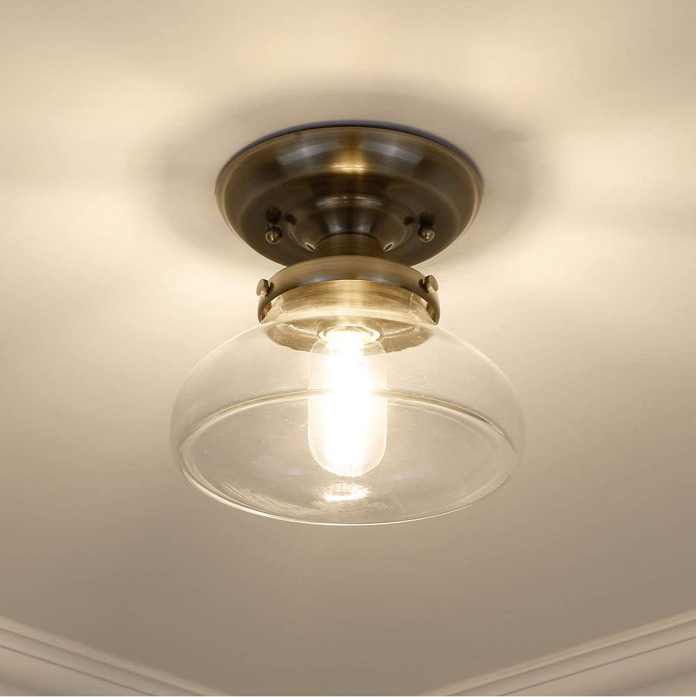 Golden Lighting 3419-SF AB-CLR Aged Brass Wry Lighting Nash 1-light Semi-flush Mount In Aged Brass Image 3
