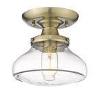 Golden Lighting 3419-SF AB-CLR Aged Brass Wry Lighting Nash 1-light Semi-flush Mount In Aged Brass Image 1