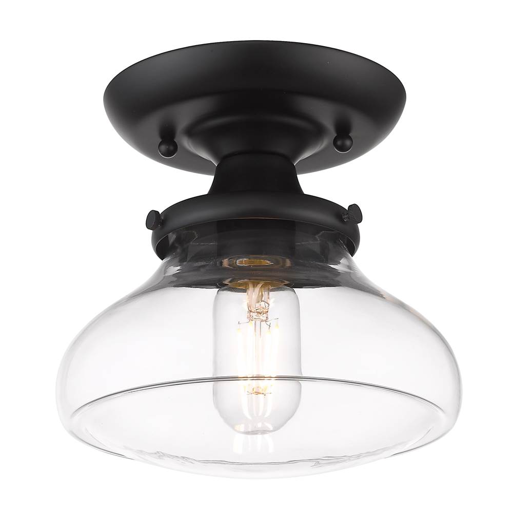 Golden Lighting 3419-SF BLK-CLR Matte Black Wry Lighting Nash 1-light Semi-flush Mount In Matte Black Image 1