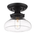 Golden Lighting 3419-SF BLK-CLR Matte Black Wry Lighting Nash 1-light Semi-flush Mount In Matte Black Image 1