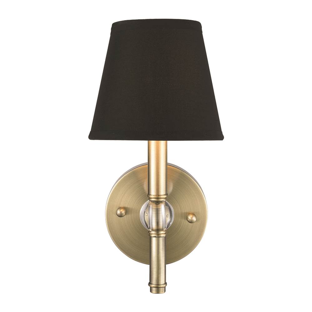 Golden Lighting 3500-1W AB-GRM Aged Brass Wry Lighting Waverly 1-light Wall Sconce In Aged Brass And Tuxedo Shade Image 1