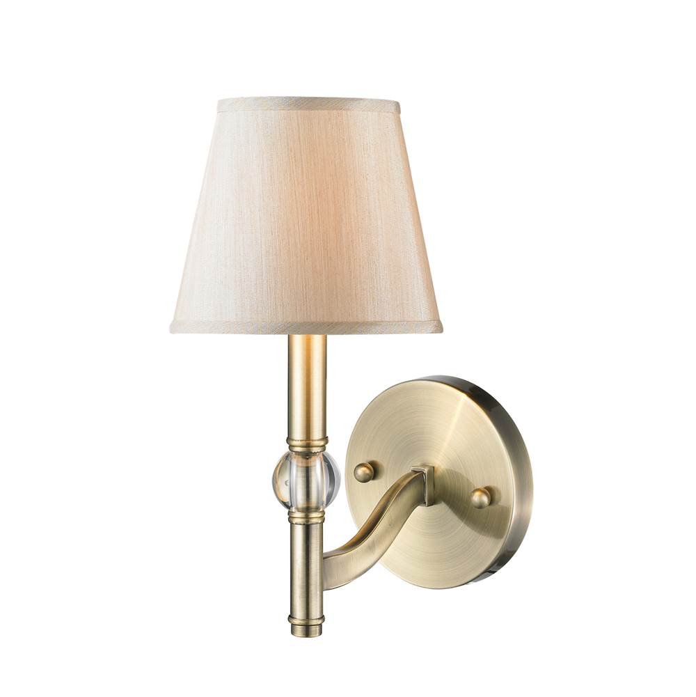 Golden Lighting Waverly Wry Lighting Waverly 1-light Wall Sconce In Aged Brass And Silken Parchment Shade