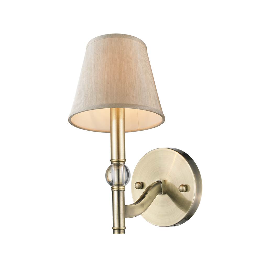 Golden Lighting 3500-1W AB-PMT Aged Brass Wry Lighting Waverly 1-light Wall Sconce In Aged Brass And Silken Parchment Shade Image 3