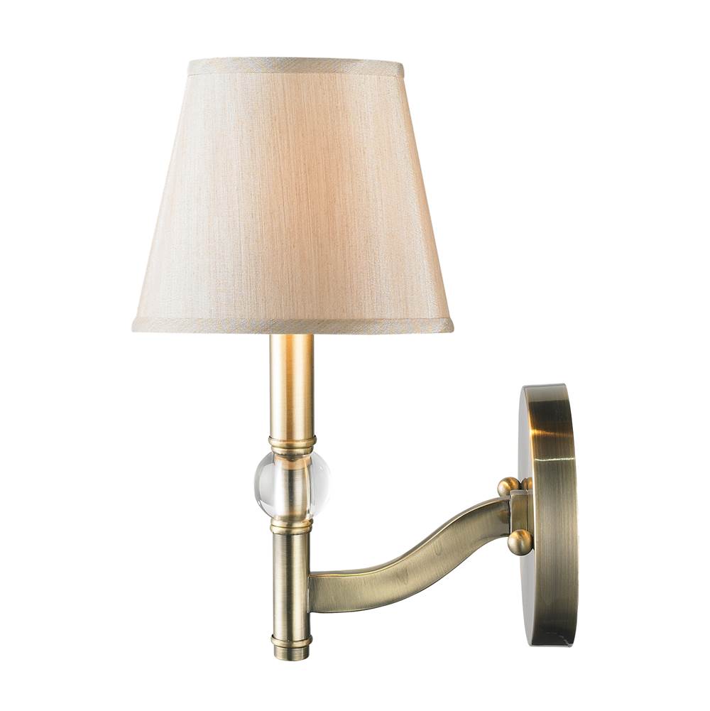 Golden Lighting 3500-1W AB-PMT Aged Brass Wry Lighting Waverly 1-light Wall Sconce In Aged Brass And Silken Parchment Shade Image 2