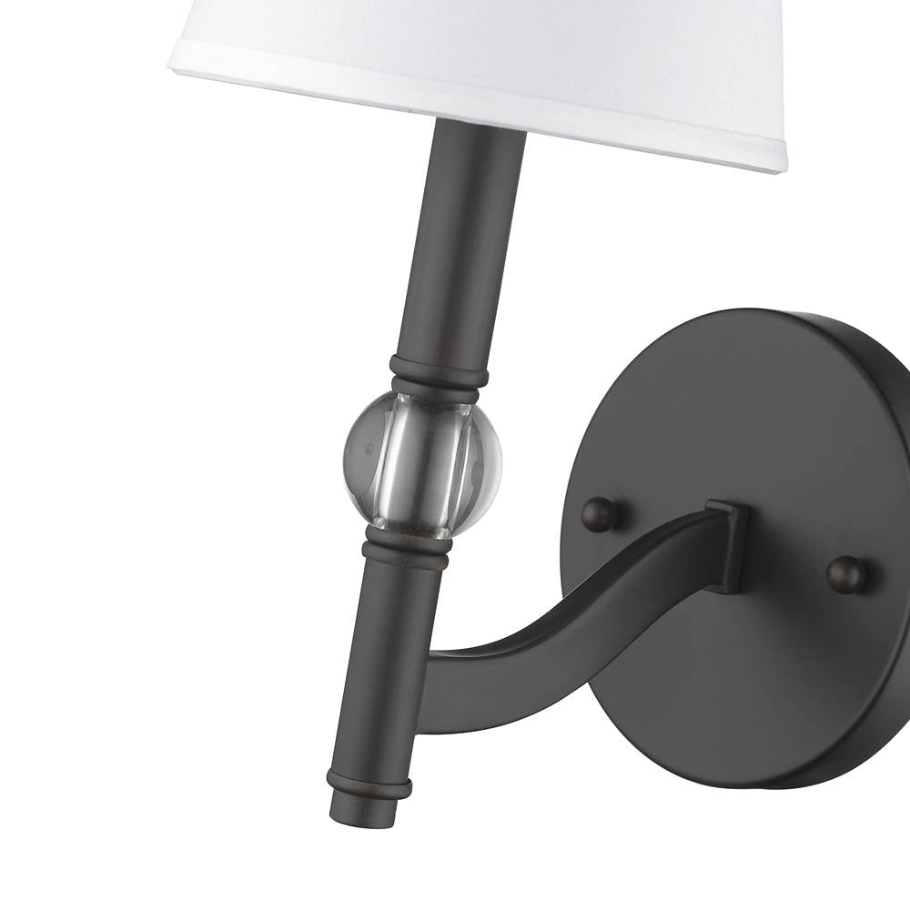 Golden Lighting 3500-1W RBZ-CWH Rubbed Bronze Wry Lighting Waverly 1-light Wall Sconce In Rubbed Bronze Image 2