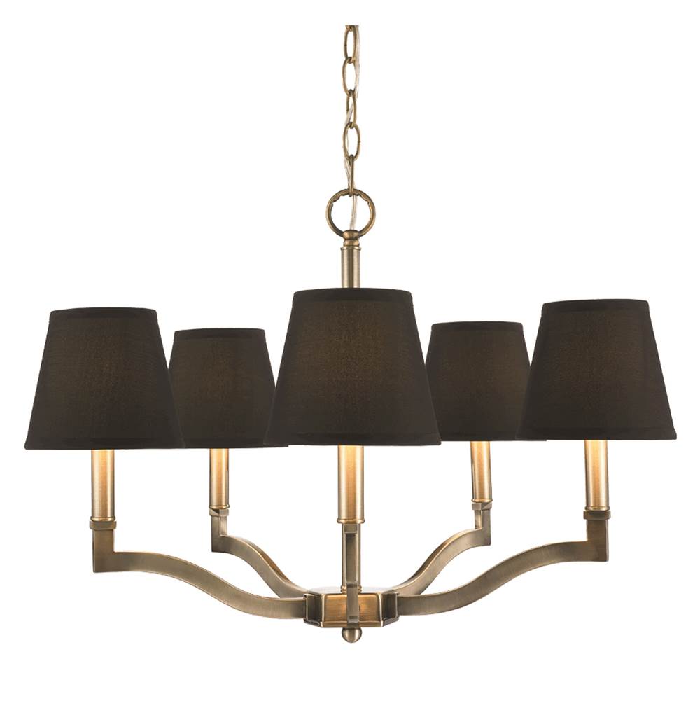Golden Lighting 3500-5 AB-GRM Aged Brass Wry Lighting Waverly 5-light Chandelier In Aged Brass Image 1