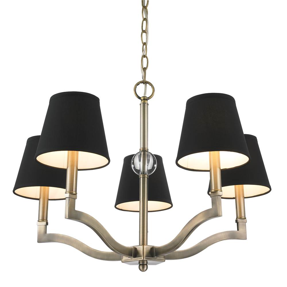 Golden Lighting 3500-5 AB-GRM Aged Brass Wry Lighting Waverly 5-light Chandelier In Aged Brass Image 3