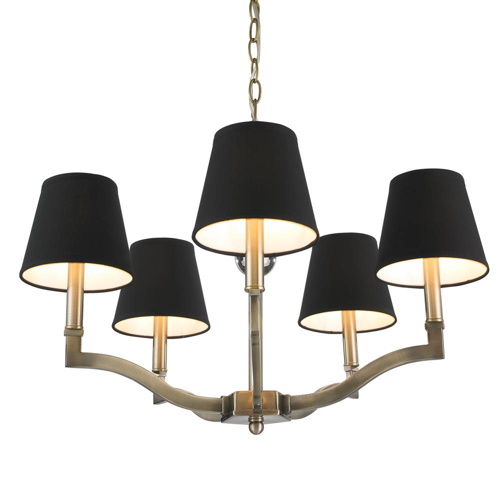 Golden Lighting 3500-5 AB-GRM Aged Brass Wry Lighting Waverly 5-light Chandelier In Aged Brass Image 2
