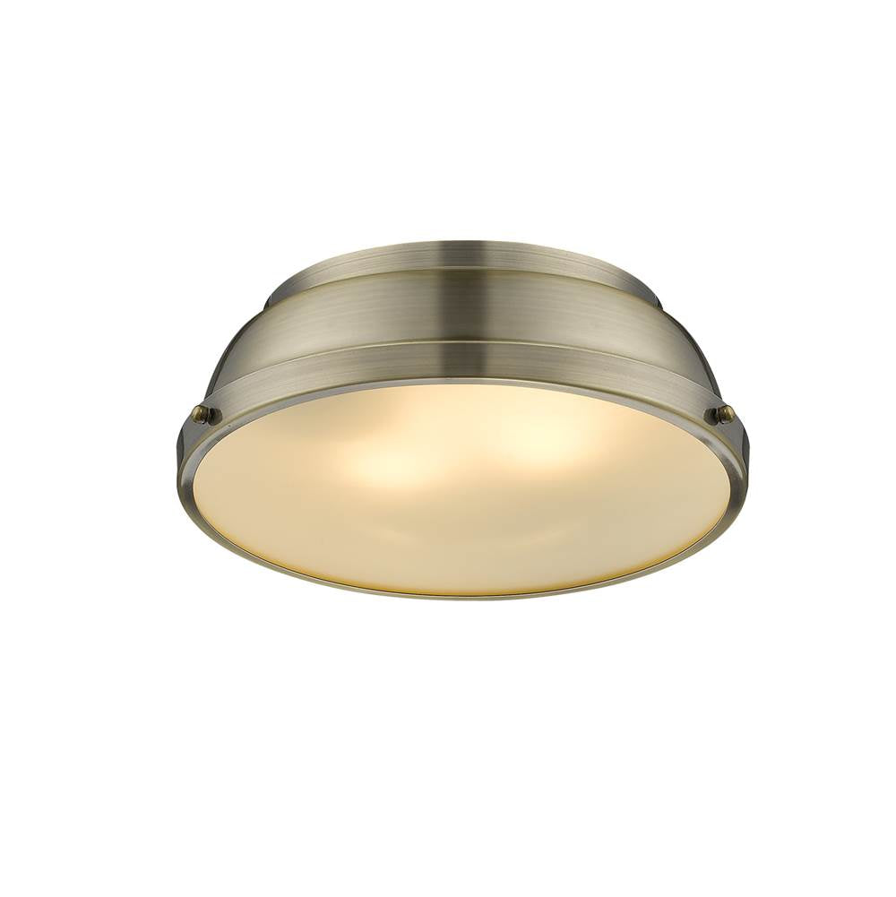 Golden Lighting 3602-14 AB-AB Aged Brass Yep By Golden Lighting Duncan 2-light Flush Mount In Aged Brass Image 2