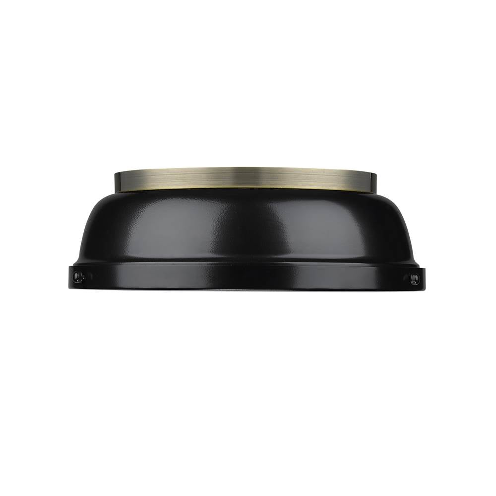 Golden Lighting Duncan Yep By Golden Lighting Duncan 2-light Flush Mount In Aged Brass And Black Shade