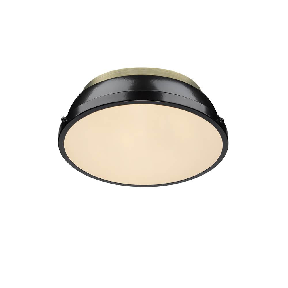 Golden Lighting 3602-14 AB-BK Aged Brass Yep By Golden Lighting Duncan 2-light Flush Mount In Aged Brass And Black Shade Image 2