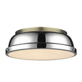 Golden Lighting 3602-14 AB-CH Aged Brass Yep By Golden Lighting Duncan 2-light Flush Mount In Aged Brass And Chrome Shade Image 1