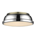 Golden Lighting 3602-14 AB-CH Aged Brass Yep By Golden Lighting Duncan 2-light Flush Mount In Aged Brass And Chrome Shade Image 1