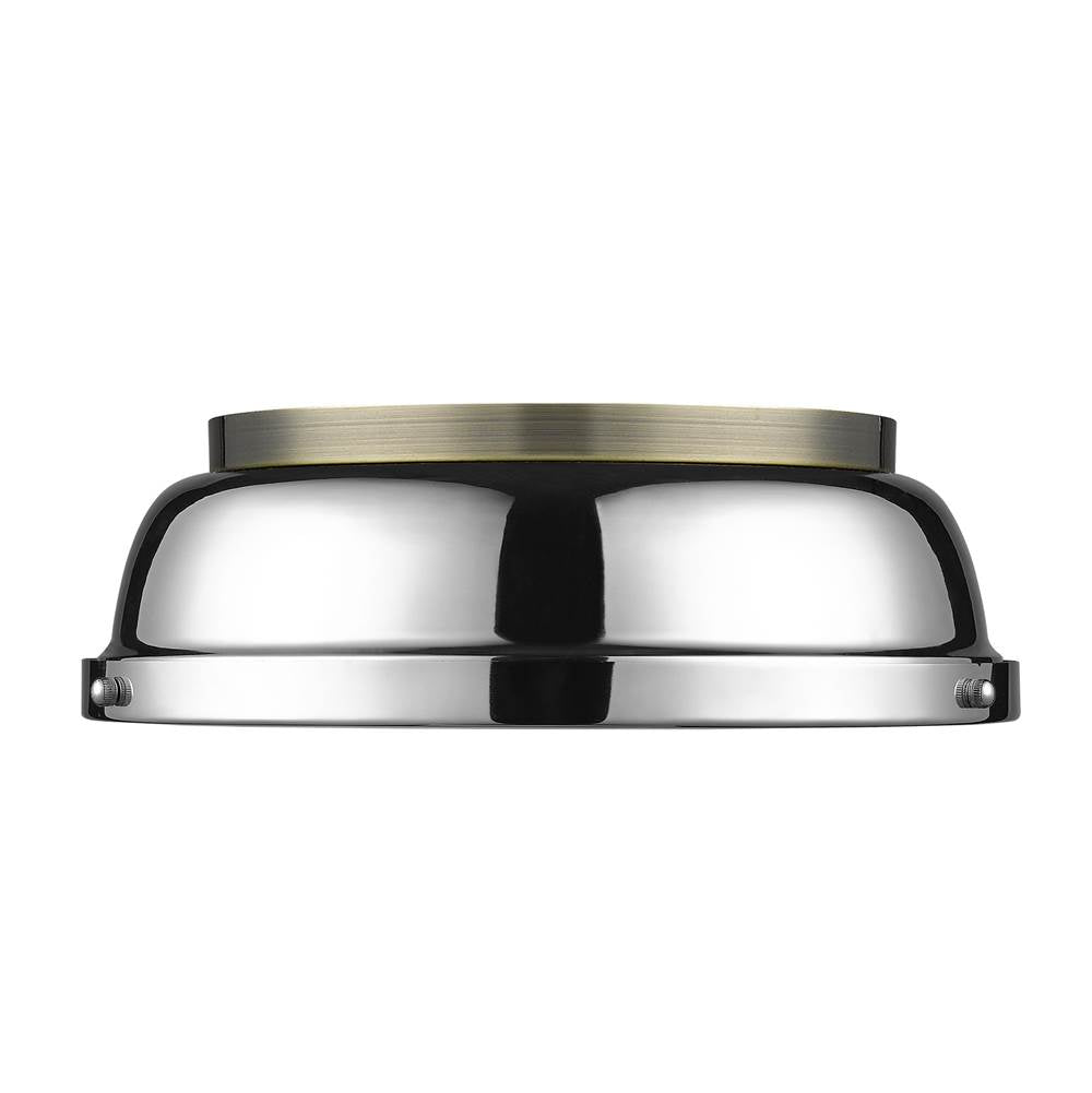 Golden Lighting Duncan Yep By Golden Lighting Duncan 2-light Flush Mount In Aged Brass And Chrome Shade