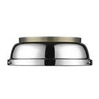 Golden Lighting Duncan Yep By Golden Lighting Duncan 2-light Flush Mount In Aged Brass And Chrome Shade