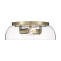 Golden Lighting 3602-14 AB-CLR Aged Brass Yep By Golden Lighting Duncan 2-light Flush Mount In Aged Brass And Clear Glass Image 1