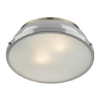 Golden Lighting Duncan Yep By Golden Lighting Duncan 2-light Flush Mount In Aged Brass And Gray Shade
