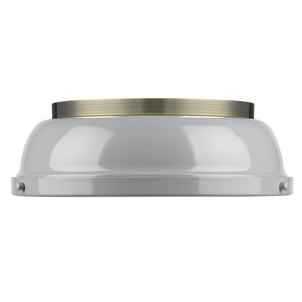 Golden Lighting 3602-14 AB-GY Aged Brass Yep By Golden Lighting Duncan 2-light Flush Mount In Aged Brass And Gray Shade Image 2