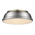 Golden Lighting 3602-14 AB-PW Aged Brass Yep By Golden Lighting Duncan 2-light Flush Mount In Aged Brass And Pewter Shade Image 1