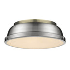 Golden Lighting 3602-14 AB-PW Aged Brass Yep By Golden Lighting Duncan 2-light Flush Mount In Aged Brass And Pewter Shade Image 1