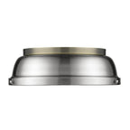 Golden Lighting Duncan Yep By Golden Lighting Duncan 2-light Flush Mount In Aged Brass And Pewter Shade
