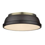 Golden Lighting 3602-14 AB-RBZ Aged Brass Yep By Golden Lighting Duncan 2-light Flush Mount In Aged Brass And Rubbed Bronze Shade Image 1