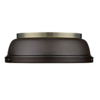 Golden Lighting Duncan Yep By Golden Lighting Duncan 2-light Flush Mount In Aged Brass And Rubbed Bronze Shade