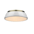 Golden Lighting 3602-14 AB-WH Aged Brass Yep By Golden Lighting Duncan 2-light Flush Mount In Aged Brass And White Shade Image 1