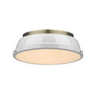 Golden Lighting 3602-14 AB-WH Aged Brass Yep By Golden Lighting Duncan 2-light Flush Mount In Aged Brass And White Shade Image 1