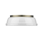 Golden Lighting Duncan Yep By Golden Lighting Duncan 2-light Flush Mount In Aged Brass And White Shade