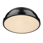 Golden Lighting Duncan Yep By Golden Lighting Duncan 2-light Flush Mount In Aged Brass And Black Shade