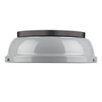Golden Lighting Duncan Yep By Golden Lighting Duncan 2-light Flush Mount In Aged Brass And Gray Shade