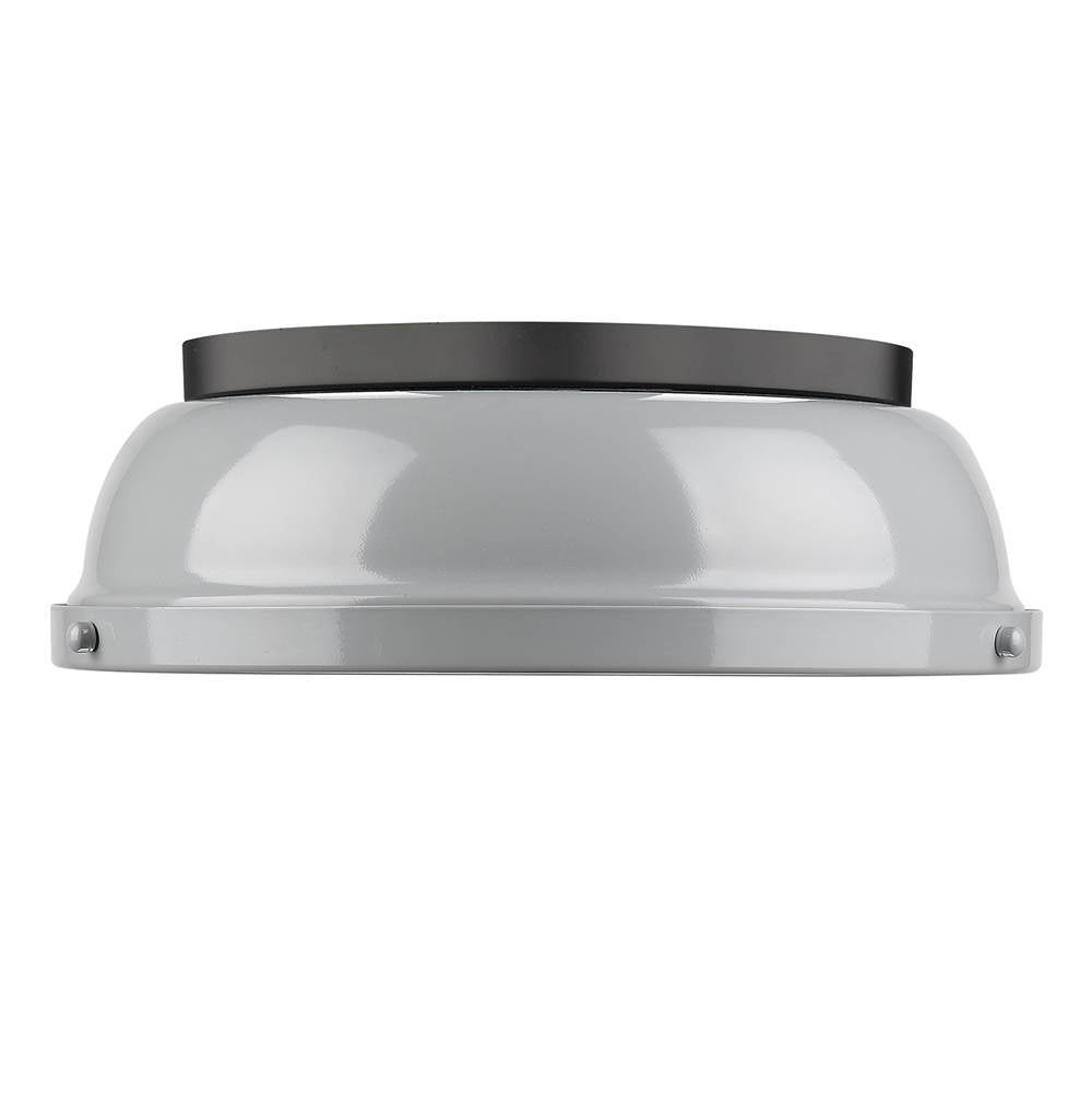 Golden Lighting Duncan Yep By Golden Lighting Duncan 2-light Flush Mount In Aged Brass And Gray Shade
