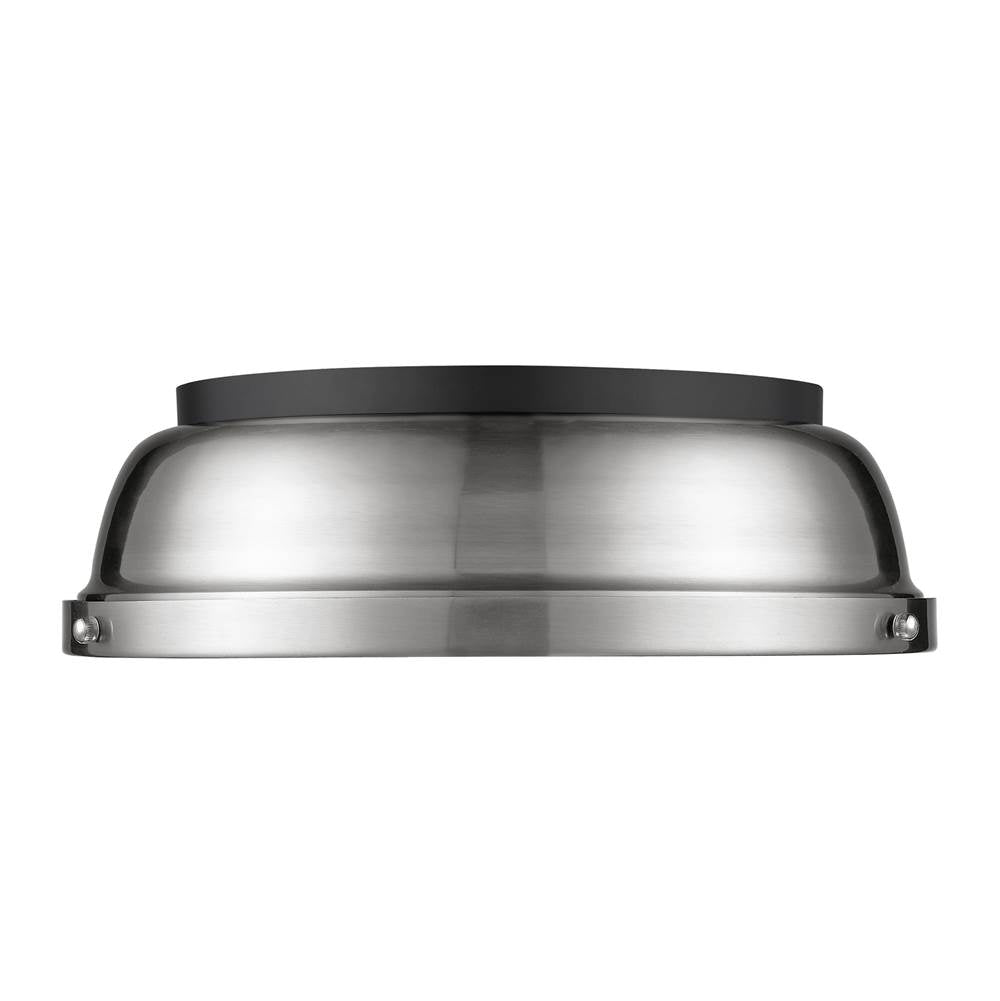 Golden Lighting Duncan Yep By Golden Lighting Duncan 2-light Flush Mount In Aged Brass And Pewter Shade