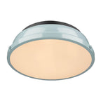 Golden Lighting Duncan Yep By Golden Lighting Duncan 2-light Flush Mount In Aged Brass And Seafoam Shade