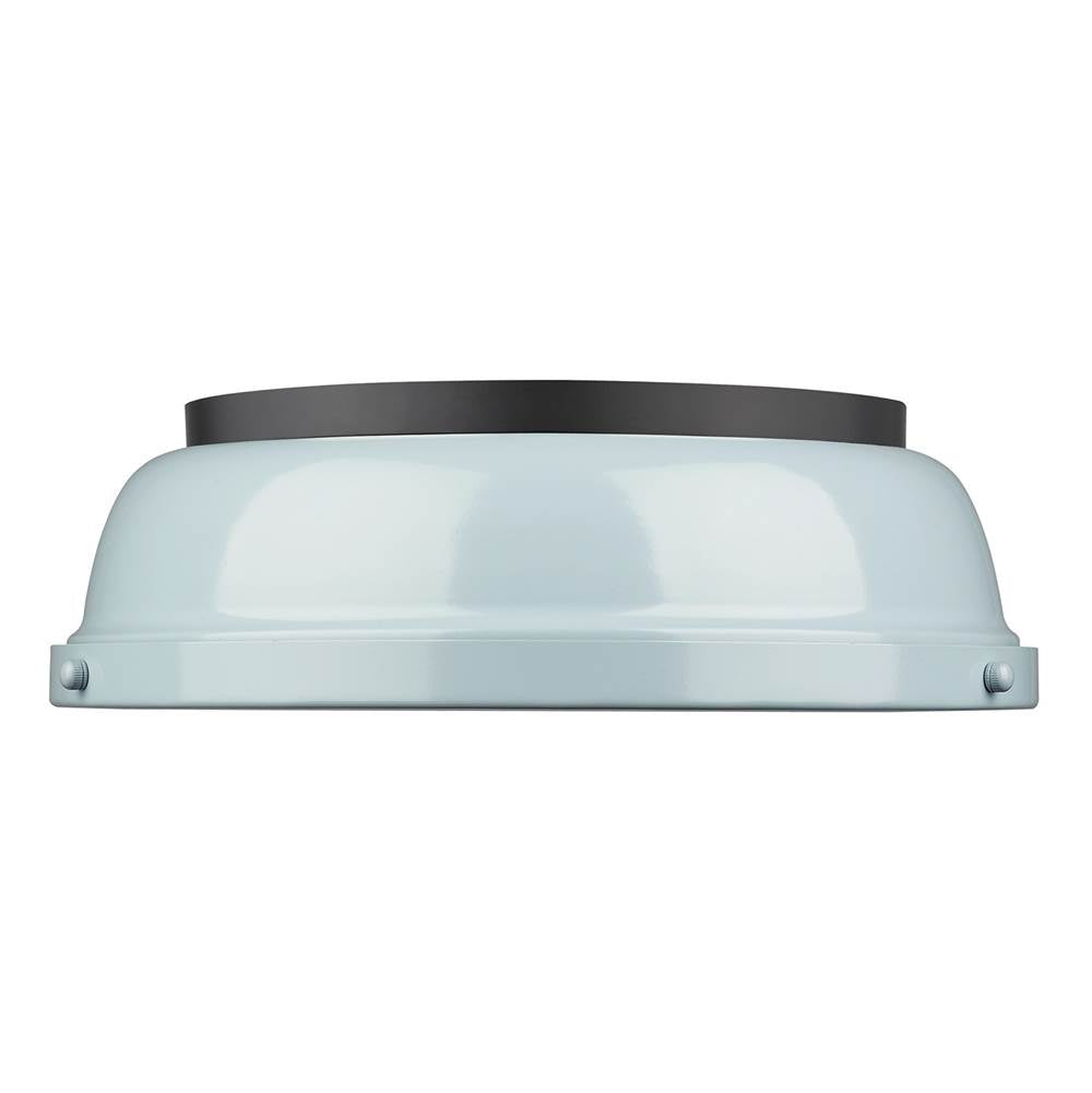 Golden Lighting 3602-14 BLK-SF Matte Black Yep By Golden Lighting Duncan 2-light Flush Mount In Matte Black And Seafoam Shade Image 2